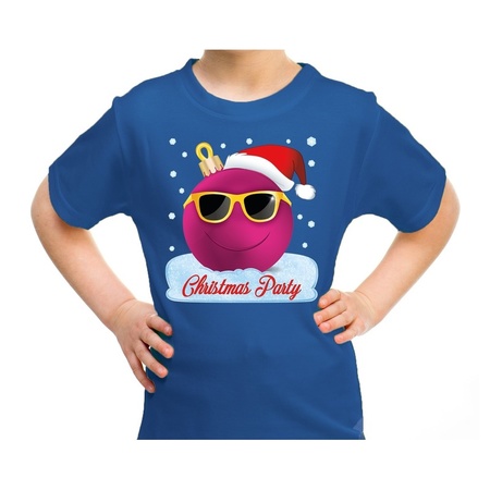 Christmas t-shirt Cool Christmas party blue for kids