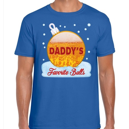 Christmas t-shirt Daddy his favorite balls beer blue for men