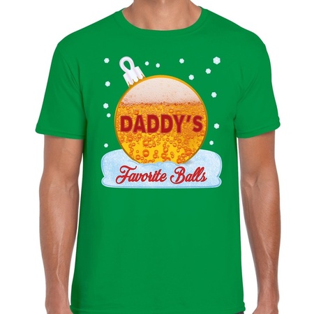 Christmas t-shirt Daddy his favorite balls beer green for men