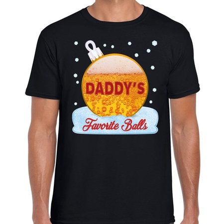 Fout kerst shirt Daddy his favorite balls bier zwart voor heren