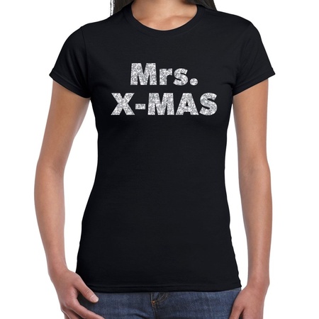 Fout kerst shirt mrs x-mas zilver / zwart voor dames