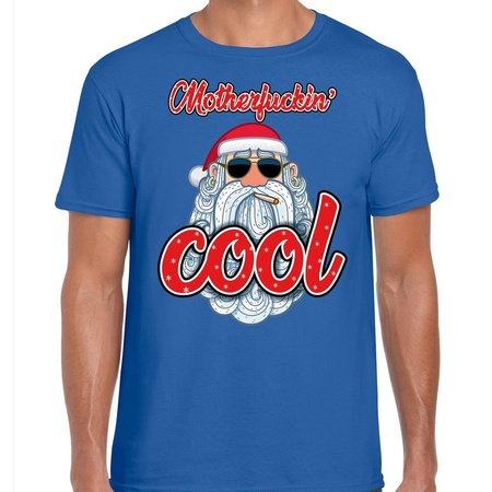 Fout kerst shirt Stoere kerstman motherfucking cool blauw heren