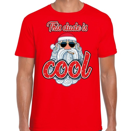 Christmas t-shirt cool santa this dude is cool red for men