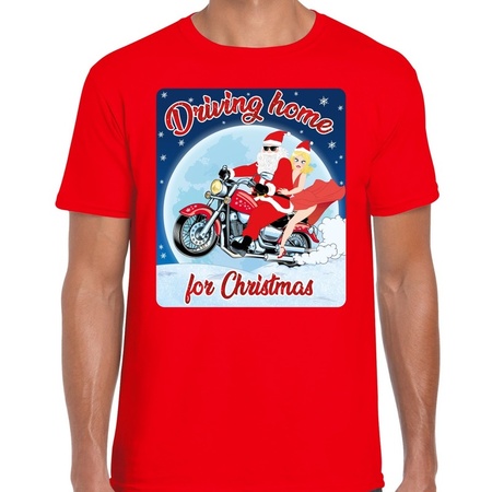 Christmas t-shirt driving home for christmas red for men