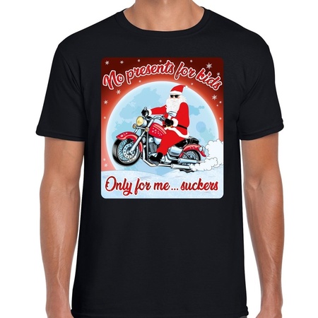 Fout kerst shirt  voor motorliefhebbers no presents zwart heren