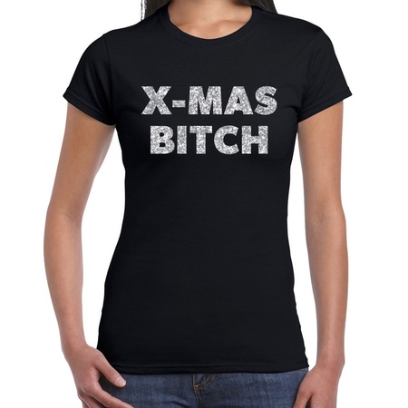 Black Christmas t-shirt x-mas bitch silver women