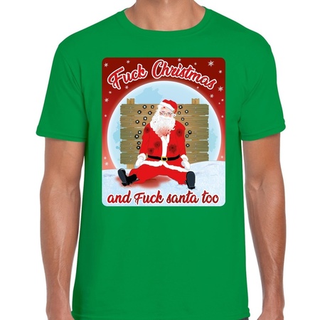 Fout kerst t-shirt fuck christmas groen voor heren
