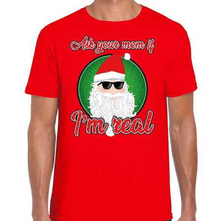 Fout Kerstshirt cool Santa I am real rood voor heren