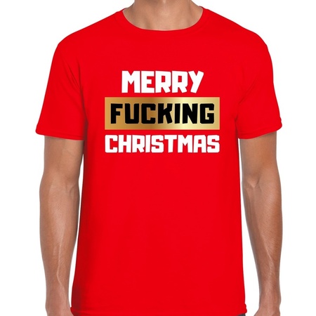 Christmas t-shirt merry fucking christmas red for men