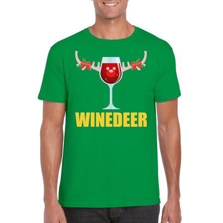 Foute Kerst t-shirt Winedeer groen voor heren