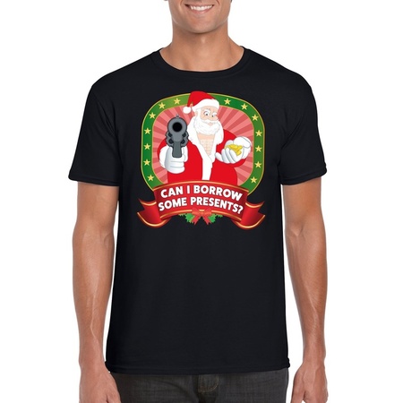 Ugly Christmas t-shirt black can I borrow some presents for men