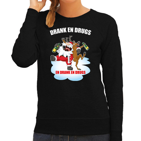 Christmas sweater Drank en drugs black for women