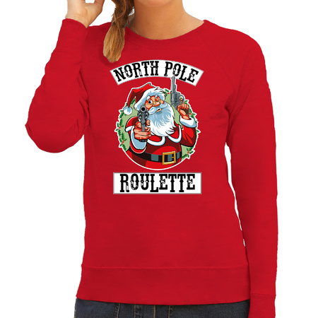 Foute Kerstsweater / outfit Northpole roulette rood voor dames