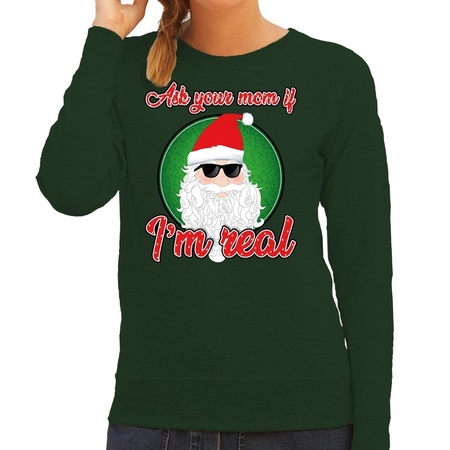 Christmas sweater Ask your mom green for women