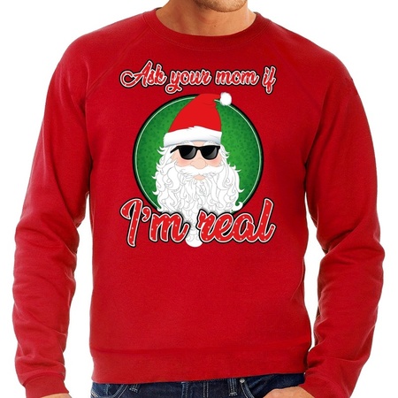 Christmas sweater ask your mom red for men
