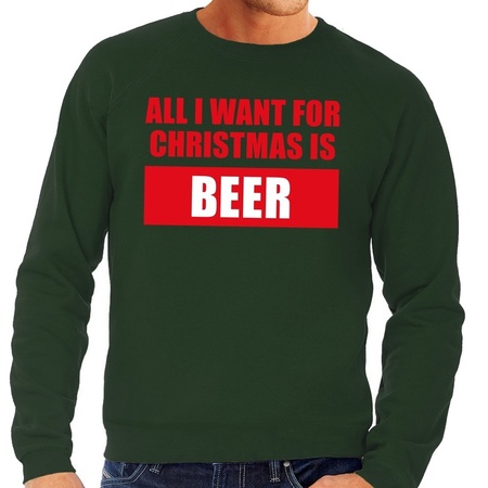 Christmas sweater All I Want For Christmas Is Beer green men