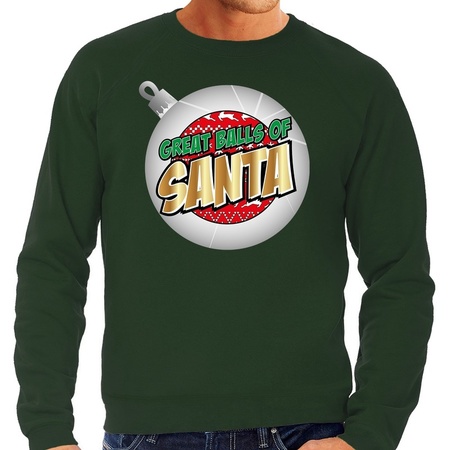 Christmas sweater Great balls of Santa green for men