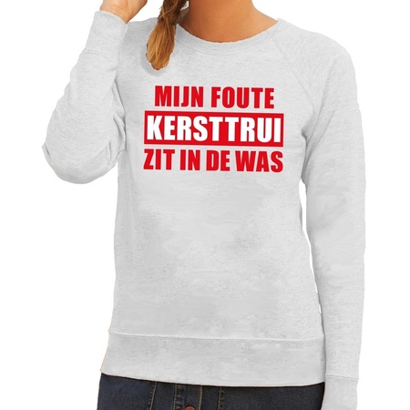Christmas sweater gray Foute Kersttrui in de was for ladies