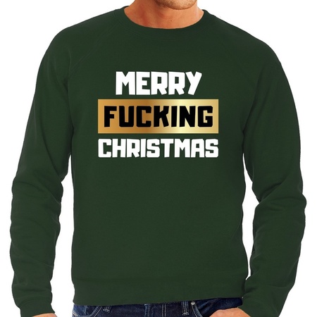 Christmas sweater merry fucking christmas green for men