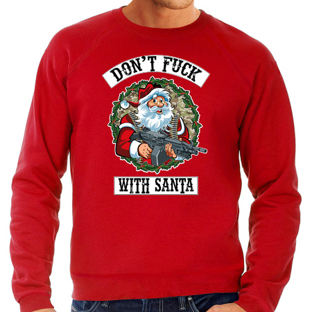 Foute Kersttrui / outfit Dont fuck with Santa rood voor heren