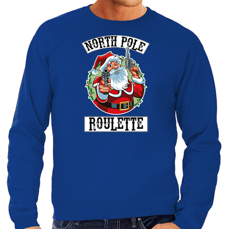 Foute Kersttrui / outfit Northpole roulette blauw voor heren