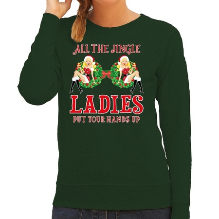 Foute kersttrui / sweater single / jingle ladies groen dames