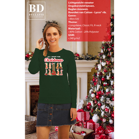 Foute kersttrui/sweater voor dames - All I want for Christmas - piemels - groen