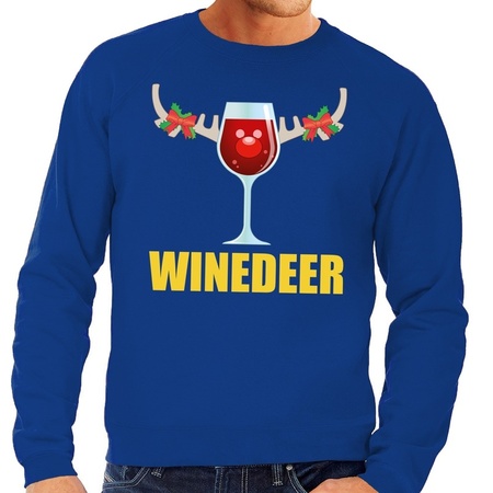 Christmas sweater Winedeer blue men