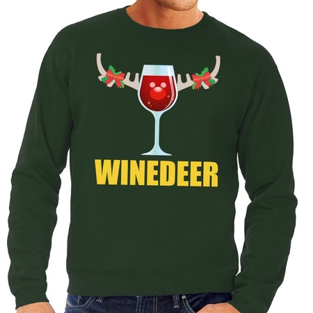 Christmas sweater Winedeer green men