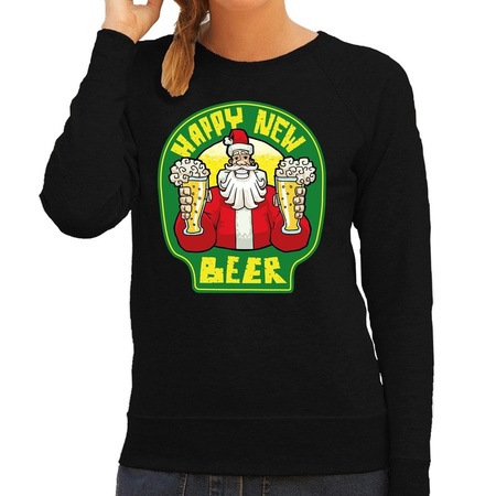 Christmas / newyear sweater happy new beer black for women
