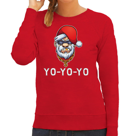 Gangster / rapper Santa foute Kerstsweater / outfit rood voor dames