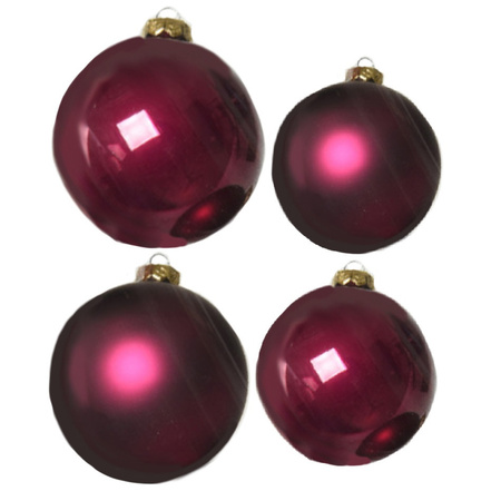 Glazen kerstballen pakket framboos roze glans/mat 38x stuks 4 en 6 cm