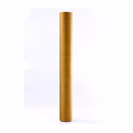 Gouden organza stof met glitters 36 cm breed