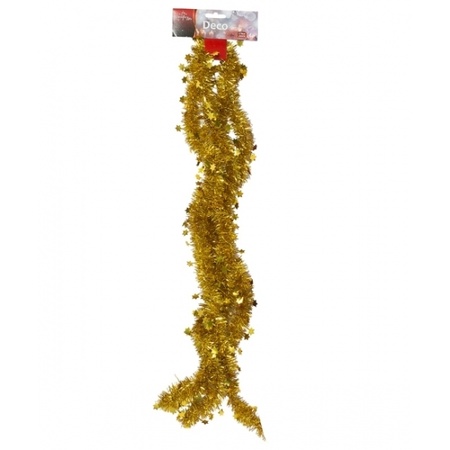 Gouden tinsel slinger met sterren 270 cm