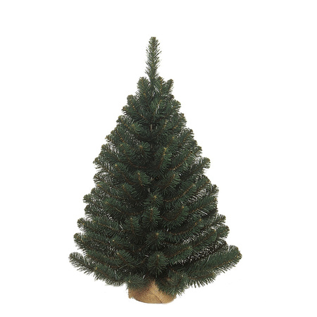Groene Alpine kerstboom/kunst kerstboom met jute voet 90 cm
