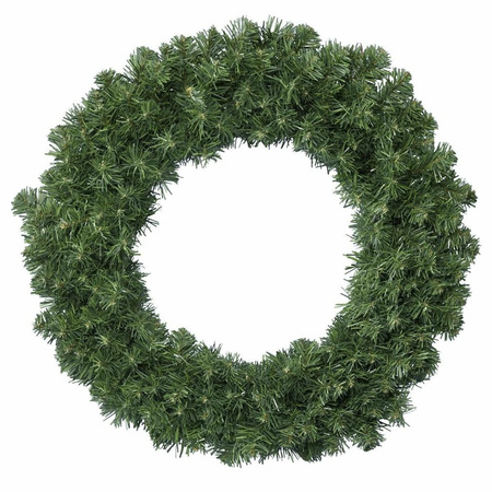 Kerstkrans 50 cm - groen - met zwarte  hanger/ophanghaak - kerstversiering
