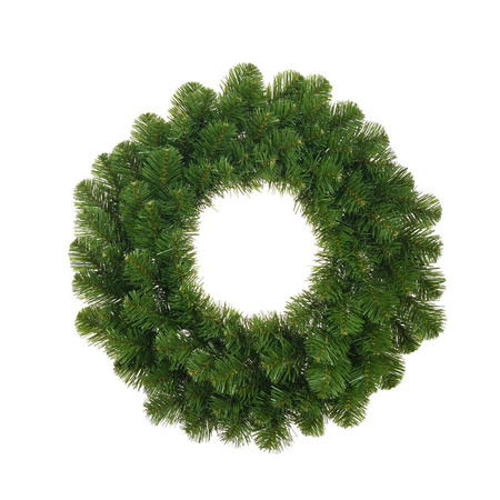 Groene kerstkrans/dennenkrans/deurkrans 45 cm inclusief gekleurde verlichting