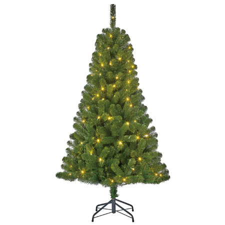 Groene kunst kerstboom/kunstboom met warm witte verlichting 120 cm