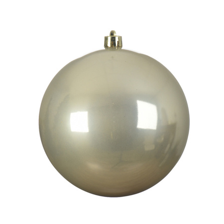 Grote decoratie kerstballen - 2x st - 14 cm - champagne en donkergroen - kunststof