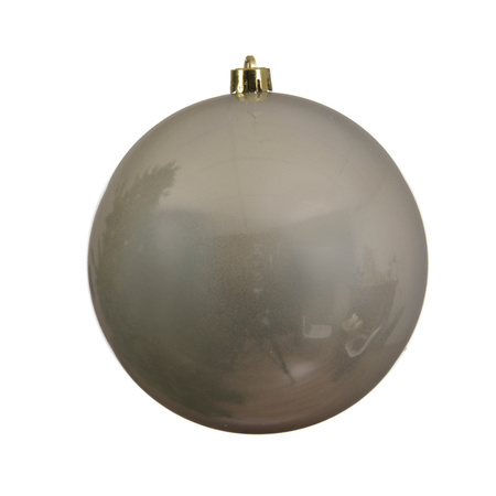 Large plastic christmas baubles - 2x pcs - champagne and white - 20 cm