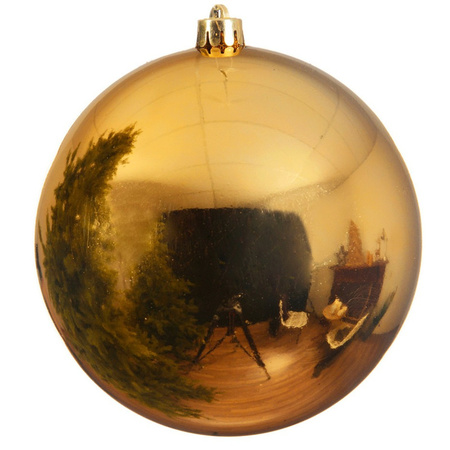 2x Large Christmas baubles gold and silver 25 cm shiny plastic