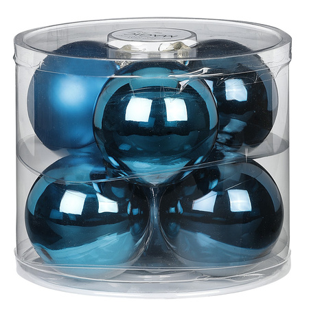 Grote kerstballen - 6x st - diep blauw - 10 cm - glas - glans/mat