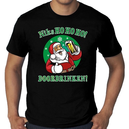 Plus size Christmas t-shirt niks hohoho doordrinken black men