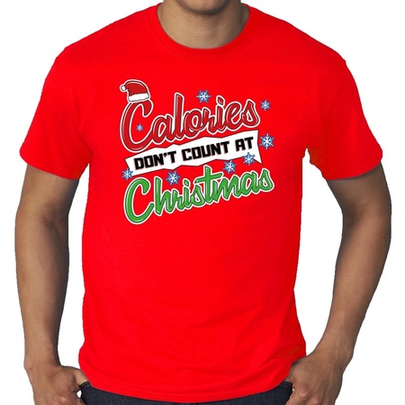 Grote maten foute Kerst shirt christmas calories rood heren