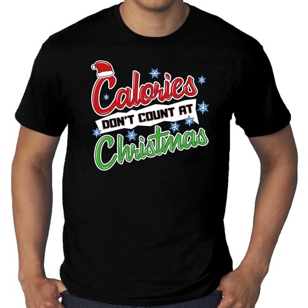 Grote maten foute Kerst shirt christmas calories zwart heren