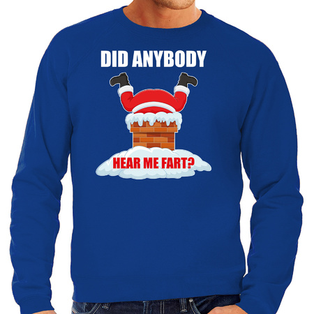 Plus size Fun Christmas sweater Did anybody hear my fart blue for men