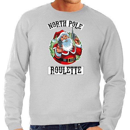 Plus size Christmas sweater Northpole roulette grey for men