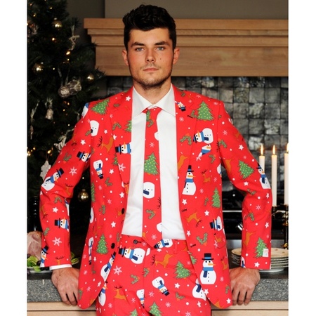 Mens Opposuits Christmas costume red with free hat - size 50 (L)