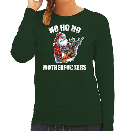 Hohoho motherfuckers foute Kerstsweater / Kersttrui groen voor dames