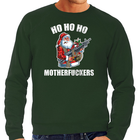 Hohoho motherfuckers foute Kerstsweater / Kersttrui groen voor heren